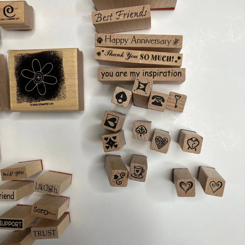 HUGE Lot Of Over 60 Miscellaneous Wooden Rubber Stamps Assorted